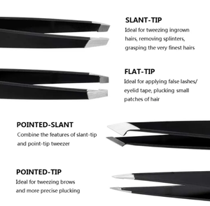 Pinzas para cejas de Punta puntiaguda inclinada de acero inoxidable de alta calidad profesional con diseño curvo para uso de belleza - Product Image 5
