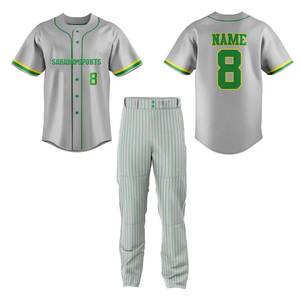 Uniformes d'équipe de baseball, ensemble complet, sur mesure, vente en gros, uniforme de baseball à boutons, maillot, pantalon, vêtements d'équipe, OEM - Product Image 1