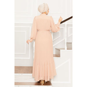 Vestido de Noche Beige con Mangas de Organza, para Fiesta Formal, Silueta de Cola de Pez, Decoración de Lentejuelas, Largo hasta el Suelo, Talla XS, Opciones de Tallas Grandes - Product Image 5
