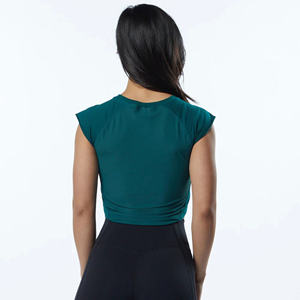 Haut court tricoté en coton imprimé de son propre logo, haut court basique et décontracté sans manches, col rond, hauts côtelés pour femmes - Product Image 2