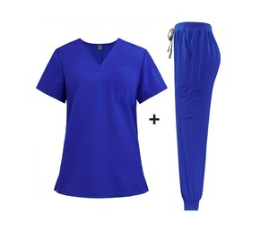 Uniformes médicos superventas setsStand cuello manga corta lavable elástico Scrub cómodo ajuste ropa de trabajo clínica uniformes - Product Image 5