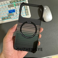 Étui magnétique fin en fibre de carbone de luxe FULINTE pour 14/15 Pro Max, porte-cartes, cadre de caméra en métal