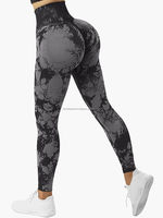 Legging de yoga taille haute pleine longueur grande taille délavé avec cordon de serrage en Spandex