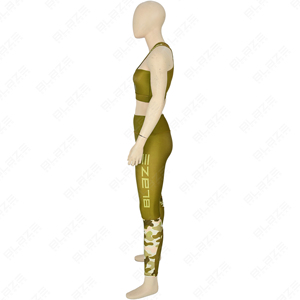 Ensembles de fitness et de gym personnalisés pour femmes, leggings taille haute et soutien-gorge de sport court en coton, tenues de yoga au-dessus du genou - Product Image 5