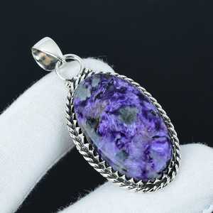 Designer Charoite Gemstone <b>Pendant</b> <b>Solid</b> 925 Sterling Silver Bohemian Jewelry Unique Style Engagement Gift - Product Image 6