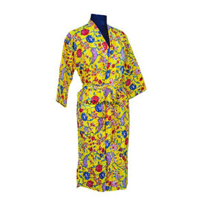 Kimono Largo Ecológico 100% Algodón con Cuello en V y Estampado Floral para Mujer, Túnica de Invierno Kantha, Tela Étnica Tradicional Vintage India Hecha a Mano - Product Image 5