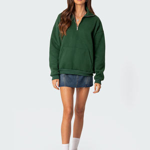 Sudadera de alta calidad con cuello a la moda, sudadera informal de algodón verde de manga larga, logotipo personalizado, sudaderas con capucha con hombros caídos para Otoño/Invierno - Product Image 3