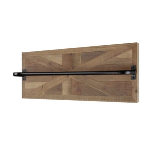 Toallero de granja rústico, impresionante decoración de baño de granja de madera de granero para pared, madera con incrustaciones expertas con barra negra mate - Product Image 1