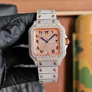 Montre mécanique de luxe de haute qualité, personnalisable, hip-hop, en acier inoxydable, cadran en verre, diamant moissanite blanc VVS, tourbillon, 45 mm - Product Image 4