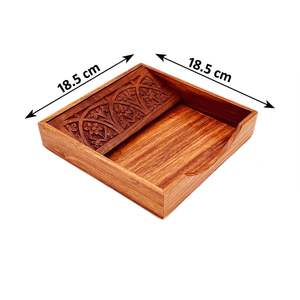 Servilletero de mesa de madera tallada y soporte de pañuelos Accesorios de comedor elegantes con logotipo personalizado Funcional y decorativo - Product Image 3