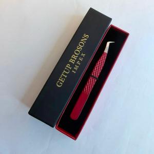 Pince à épiler professionnelle en acier inoxydable avec logo personnalisé, pointe lisse, texture volume, anti-statique, prise fine, 10 mm - Product Image 1