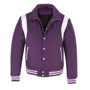 Chaqueta Universitaria Acolchada para Hombre, Color Lavanda Oscuro, OEM ODM 2026, Cuello y Puños Acanalados, Estilo Bomber Informal, Ajuste Entallado, Cómoda y Cálida - Product Image 1