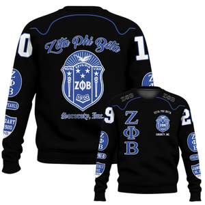 Sudadera con Cuello Redondo de la Hermandad Zeta Phi Beta para Mujer, Azul 1920, Letra Griega Bordada - Product Image 6