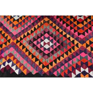 Alfombra Vintage de 3x11 pies, Alfombra Turca, Alfombra de Lana Ikat Roja - Product Image 4