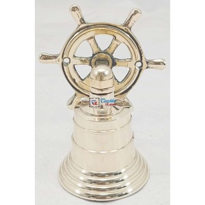 Roue en laiton Design poignée navire cloche nautique laiton Maritime cloche mur montable concepteur navire cloche métal fait cadeau de noël - Product Image 3
