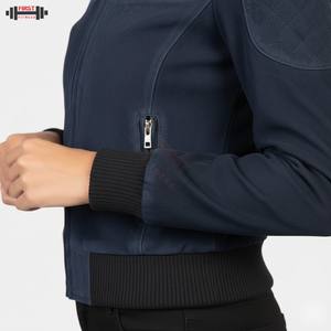 Chaqueta de Cuero para Mujer 2025, Chaqueta Bomber a Rayas de Pana de Talla Grande, Servicio OEM con Logotipo Personalizado - Product Image 4