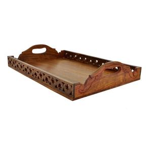 Plateau de service en bois rustique avec design décoratif adapté pour servir de la nourriture aux tables à manger mariages et célébrations - Product Image 5