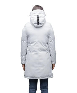 Parka matelassée en tricot Merideth à capuche et veste d'hiver en peluche pour femme gris clair de qualité supérieure - Product Image 2
