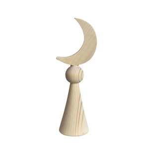 รูปปั้นพระจันทร์เสี้ยวทำจากไม้ย้อนยุครูปปั้นพระจันทร์เสี้ยวสไตล์นอร์ดิกที่ตกแต่งด้วยรูปทรงเรขาคณิตสไตล์นอร์ดิกที่ทันสมัยสำหรับจัดแสดงในบ้านหรือสำนักงาน - Product Image 5
