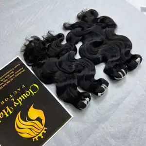 CDYHAIRVN Échantillon d'extensions de cheveux humains vierges Remy Super Double Drawn, trame double cousue à la machine, trame épaisse vietnamienne, sans nœuds, sans perte - Product Image 1