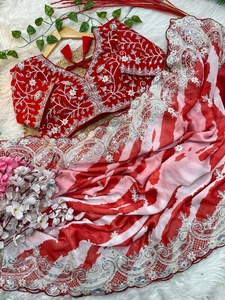 Rangoli Silk พิเศษภาพพิมพ์ดิจิทัล leharriya และการเย็บปักถักร้อย Saree ผู้หญิงแฟชั่นผู้ผลิตและผู้จัดจำหน่ายจาก Surat - Product Image 2