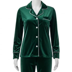 Ensemble pour femmes en velours respirant, nylon et coton, tissu doux et chaud, confortable, décontracté, vêtements de maison, vente en gros, exportation - Product Image 1