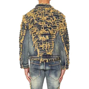 Jaqueta jeans masculina plus size para homens, jaqueta de jeans com pigmento lavado ODM/OEM Mingwei
