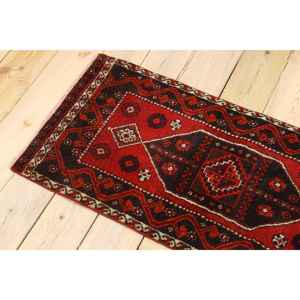 Petit tapis turc vintage de 1,6 x 3,6 pieds, tapis en laine marocaine rouge - Product Image 4