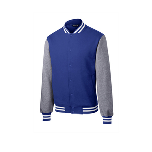 <b>Men's</b> Casual Varsity Fleece <b>Jacket</b> Color <b>Long</b> Sleeve Baseball Design With Button Down Winter Season Comfort <b>Jacket</b> - Product Image 1
