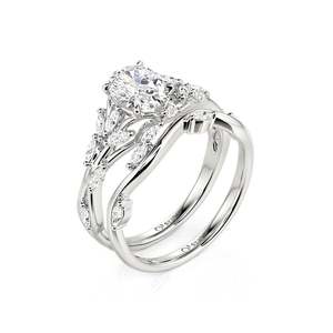 แหวนหมั้นมอสซาไนต์ทรงวงรีลายใบไม้บิดเกลียว Jeulia - Product Image 3