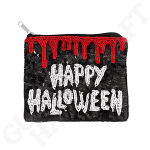 Pochette à paillettes et perles de rocaille Happy Halloween-Accessoire festif fait à la main pour les célébrations effrayantes, les cadeaux et l'utilisation quotidienne - Product Image 1