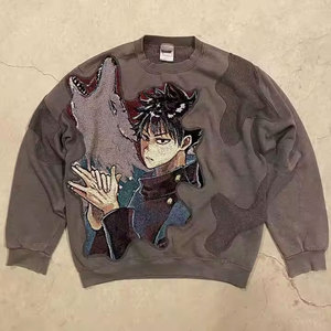 Sweat-shirt à col rond surdimensionné vintage pour femme Polaire en coton et polyester personnalisée pour l'hiver - Product Image 6