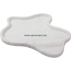 Plateau rectangulaire avec plateau de nourriture et de collations poli brillant pour la décoration de table de maison et de restaurant service en marbre de couleur marron - Product Image 2