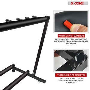 5 Core Multi Guitar Rack Stand Floor 5 Slot Adjustable Flying V Guitars Holder Black Collapsible Soft Padding 26 Inch - Product Image 3