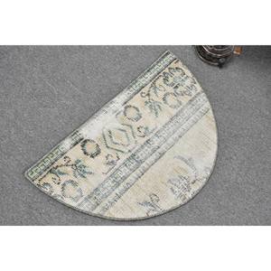 Tapis classique en laine bleu beige 2.5x1.5 pieds fait à la main turc Patchwork Design motif de couloir rectangulaire pour salon chambre Latex - Product Image 4