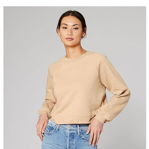 Sudadera raglán recortada de gran tamaño para mujer, Sudadera con capucha de entrenamiento elegante, jersey de cuello redondo personalizado, sudaderas, Top corto relajado, insignia - Product Image 1