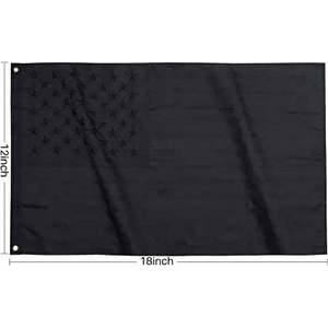 12x18 Inch Black American <b>Flag</b> All-Black Boat US <b>Flag</b> with Embroidered Stars Heavy Duty High Wind Durable Sewn Stripes - Product Image 2