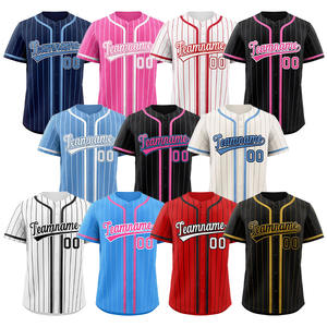 Camisa de béisbol de alta calidad, venta al por mayor, uniformes de béisbol de Club bordados, estampado Digital, Unisex, a rayas, transpirable, antibacteriano - Product Image 1