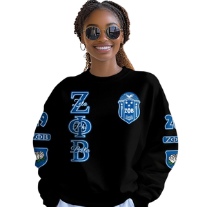 Sudadera Azul con Cuello Redondo de la Hermandad Zeta Phi Beta 1920, Bordado con Letras Griegas para Mujer - Product Image 4
