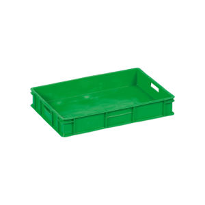 Caja de Plástico Verde, Paredes y Base Sólidas, Apilable, Caja de Almacenamiento Industrial, Material Virgen, Resistente, Contenedor de Carga de Grado Alimenticio - Product Image 1
