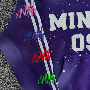 เสื้อฮู้ดมีซิปสำหรับผู้ชายแผ่นปักลายกรดซีดจางจากแสงแดดออกแบบได้ตามต้องการ - Product Image 3