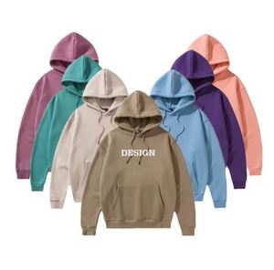 Sweat à capuche personnalisable en coton 500 g/m² Broderie surdimensionnée avec logo Sweat à capuche doublé d'hiver avec impression vierge - Product Image 1