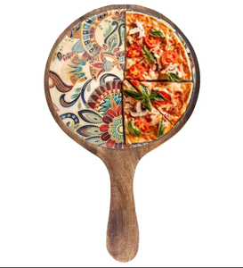 Plateau de service à pizza ovale en bois Plateau vaisselle de table légume alimentaire Plateau en bois design Service en bois Emballage et logo personnalisés - Product Image 1