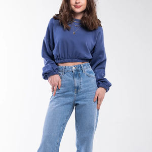 Custom Logo Long <b>Sleeves</b> Breathable <b>Sweatshirt</b> for Women / Customized Design Fashion Women's Crop Top <b>Sweatshirts</b> - Product Image 1