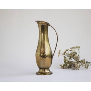 Pichet en laiton vintage Sarna Mid Century le plus vendu, vase en laiton gravé indien, pichet décoratif en laiton avec poignée - Product Image 3