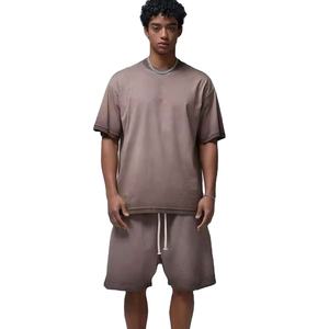 New Arrival Comfortable Men Summer Acid Wash T Shirt and Short <b>Set</b> Quick Dry Men Wear Acid Wash Short <b>Set</b> OEM Service - Product Image 1