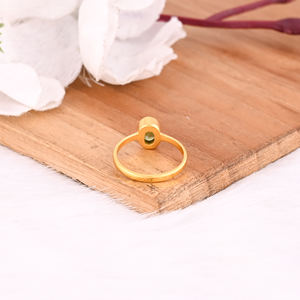 แหวนเงินแท้ทัวร์มาลีนสีเขียวธรรมชาติสีเหลืองทองทำด้วยมือ925เครื่องประดับผู้หญิงแบบเรียบง่ายทำด้วยมือของขวัญสำหรับคุณแม่ - Product Image 3