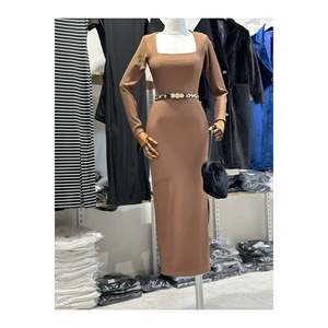 เดรสผ้าออตโตมันแขนยาว คอเหลี่ยม ทรงเข้ารูปช่วงเอว ระบายอากาศได้ดี - Product Image 2