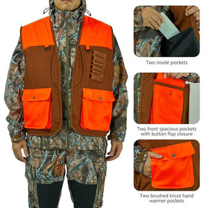 Chaleco de caza naranja personalizable para hombres y mujeres marrón/naranja multibolsillo resistente al viento impermeable Chaleco de caza multi-camuflaje - Product Image 5