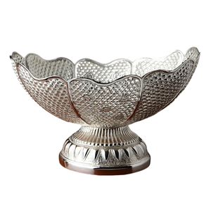 Cuenco de Pedestal de latón de alta calidad con grabado de níquel acabado para mesa de cocina cuenco para servir vajilla cuenco - Product Image 3